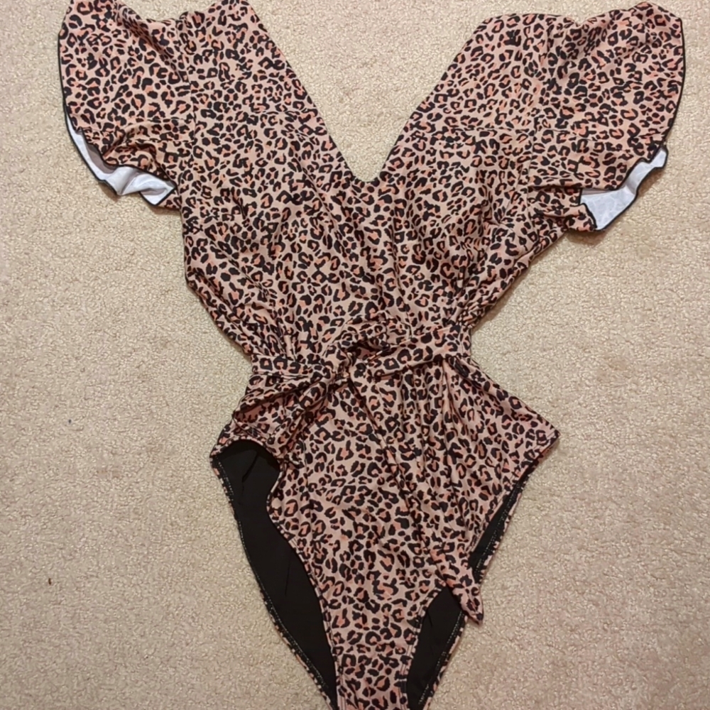 Leopard Print One Piece Swimsuit